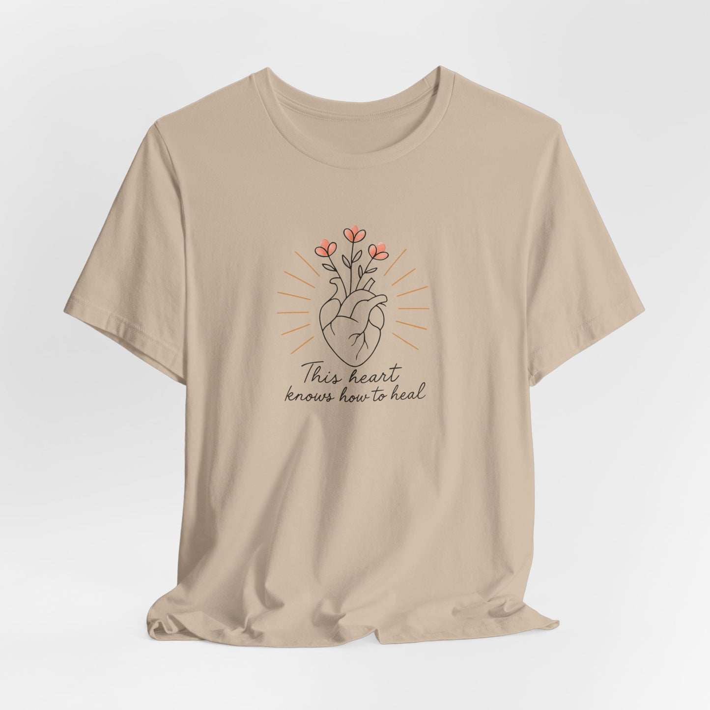 Healing Heart – Self-Growth Affirmation Tee with Floral Heart Design