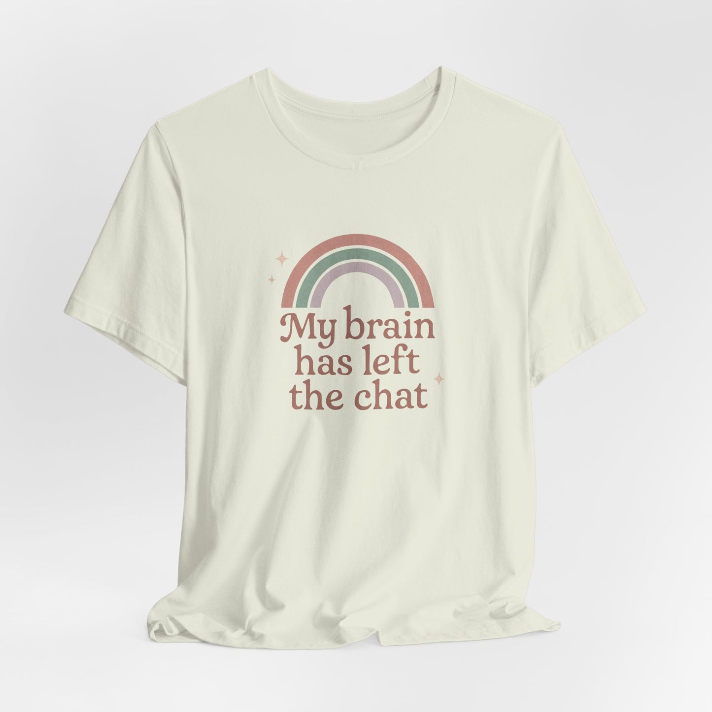 Pastel Retro “My Brain Has Left the Chat” T-Shirt – Funny Mental Health Shirt for Burnout & Brain Fog