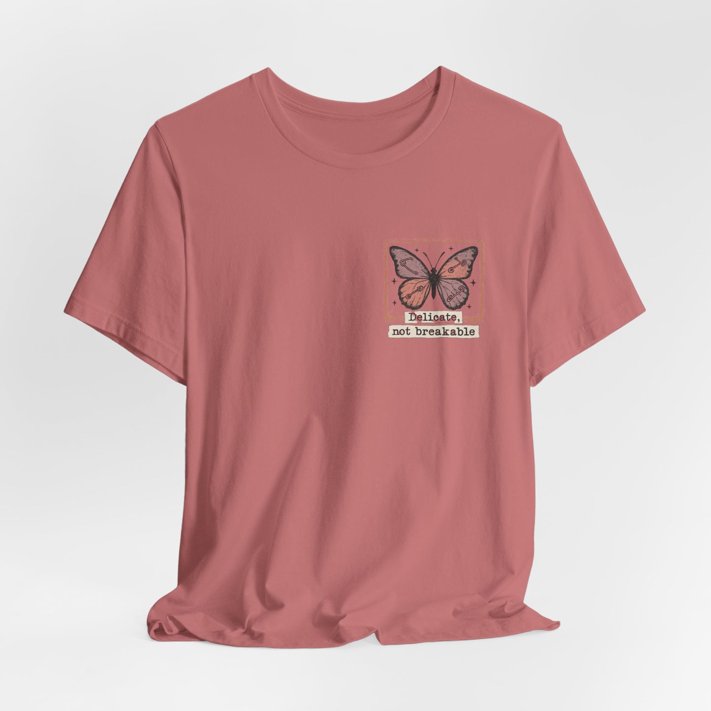 Delicate Not Breakable T-Shirt – Vintage Butterfly Square Print