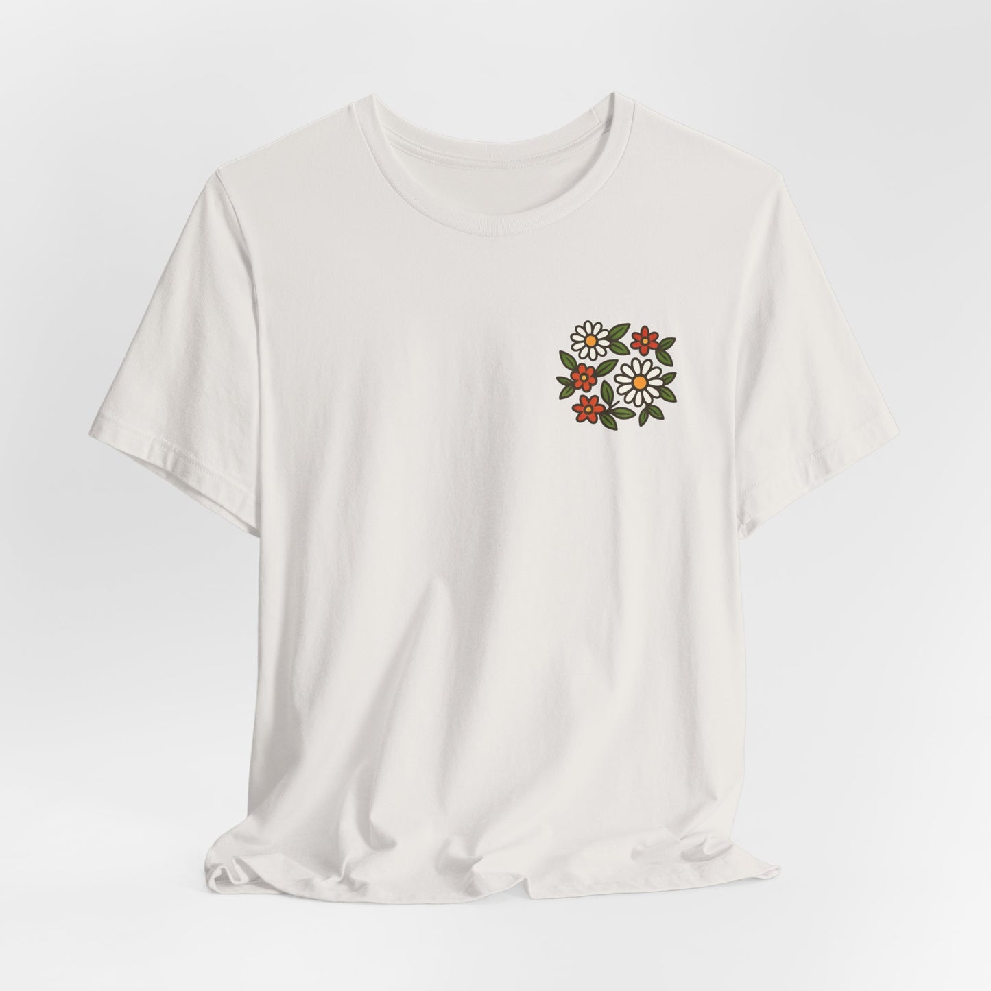 “I Bite Back Sweetly” Floral Snake Shirt – Front & Back Baby Blue Tee with Vintage Garden Print