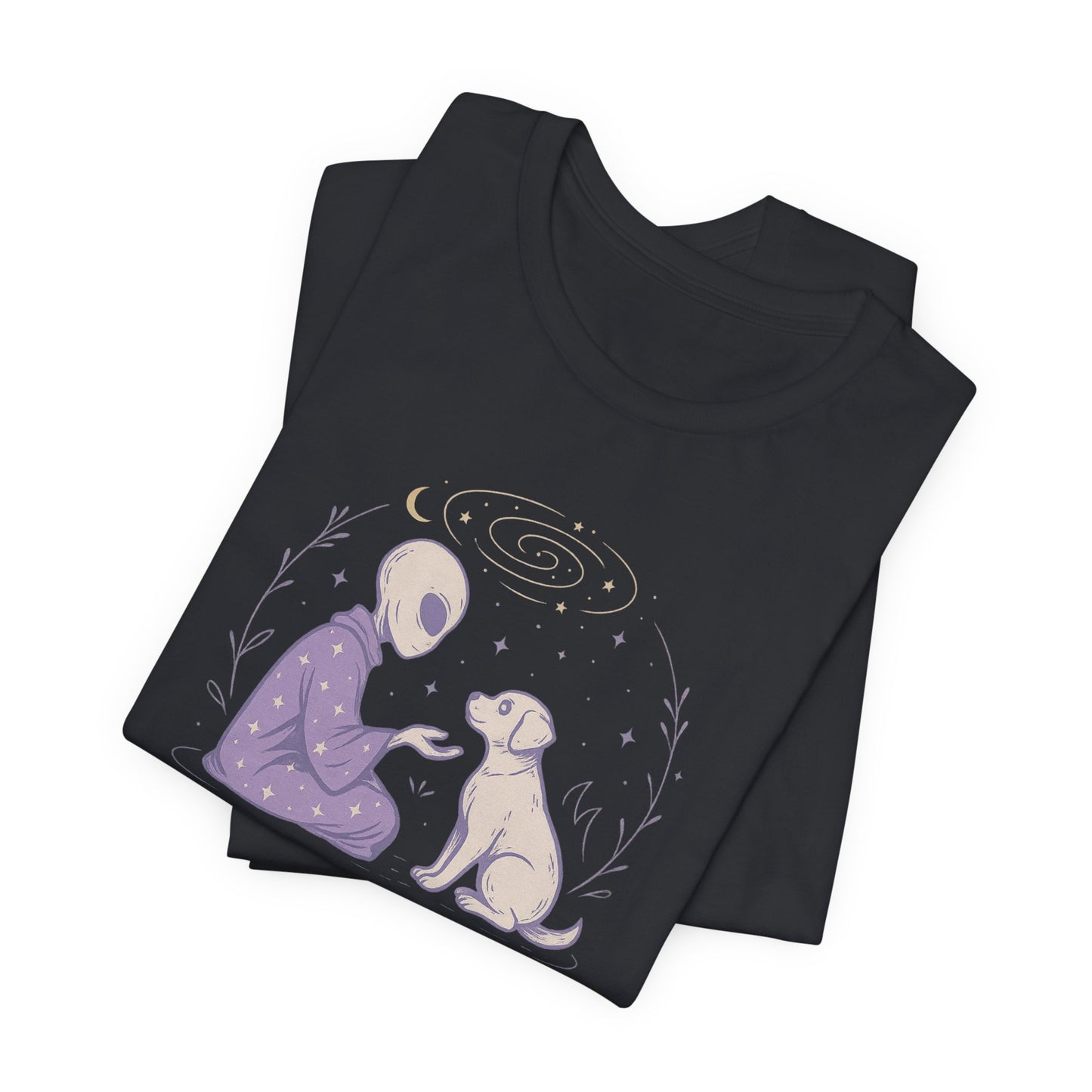Alien & Dog Cosmic T-Shirt – The Stars Know Our Worth | Celestial Empathy Tee