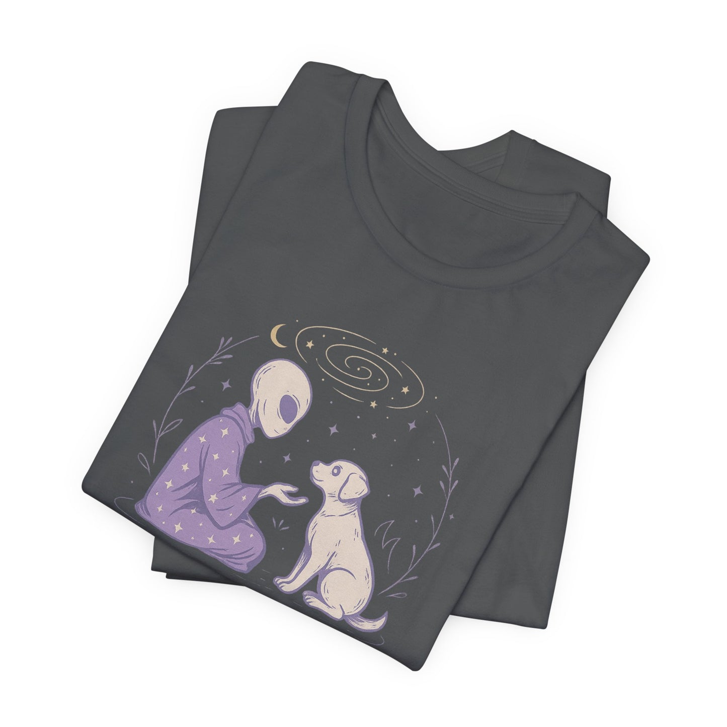 Alien & Dog Cosmic T-Shirt – The Stars Know Our Worth | Celestial Empathy Tee