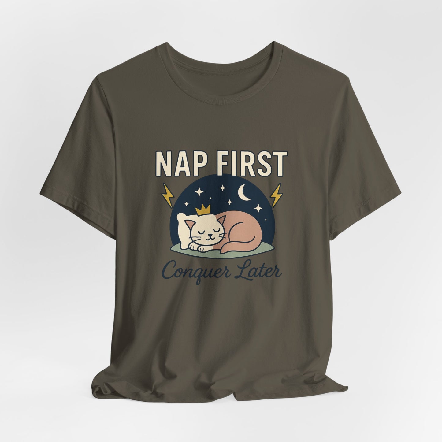 Nap First Conquer Later Shirt – Funny Cat Nap Tee