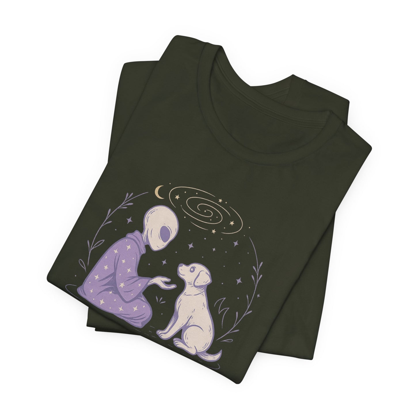 Alien & Dog Cosmic T-Shirt – The Stars Know Our Worth | Celestial Empathy Tee