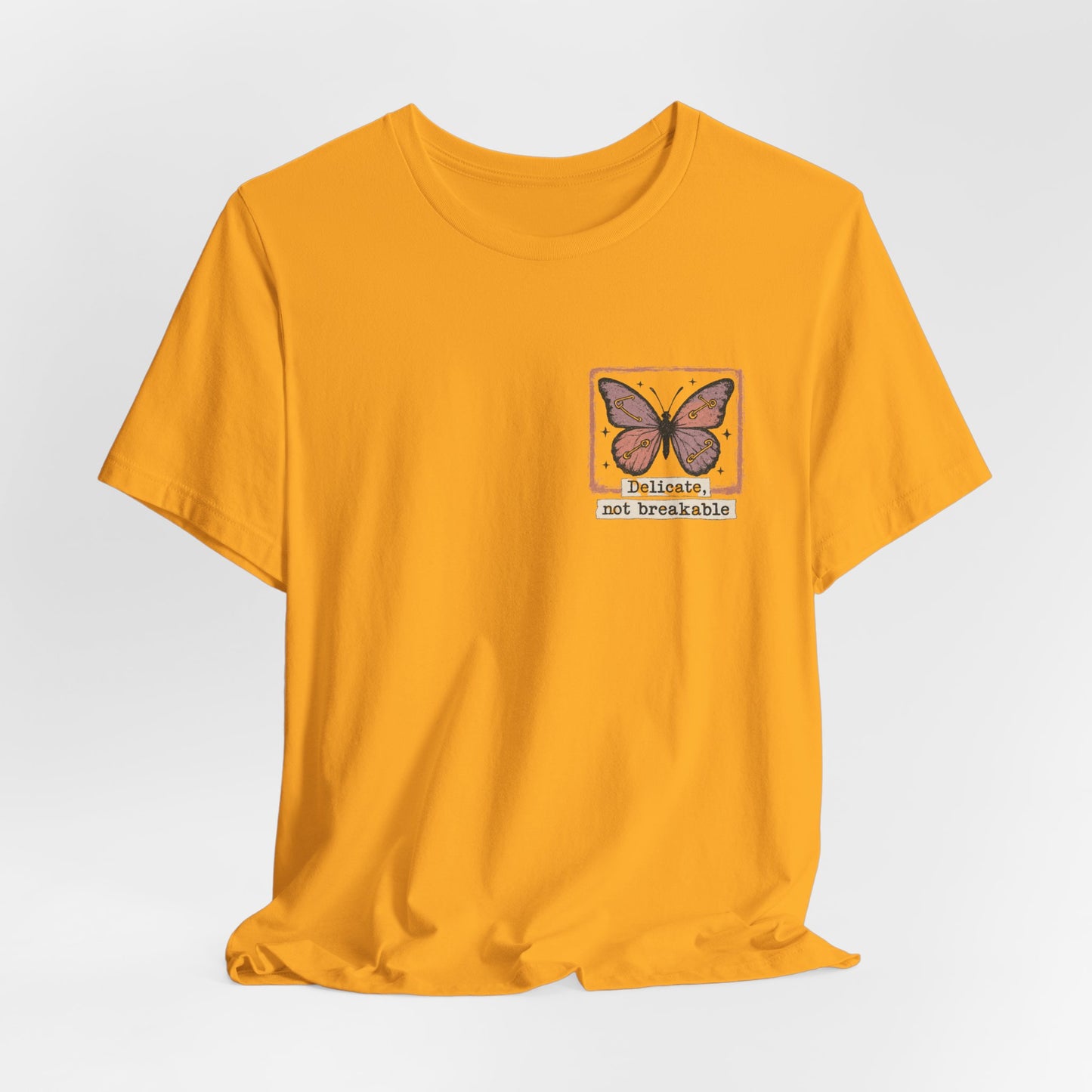 Delicate Not Breakable T-Shirt – Vintage Butterfly Square Print