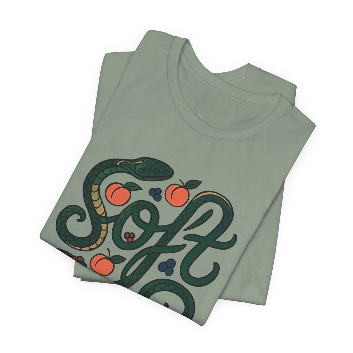 Soft Shirt | Serpent & Peach Art Tee | Self-Love and Healing Symbolic Top | Spirit Stitch Collection