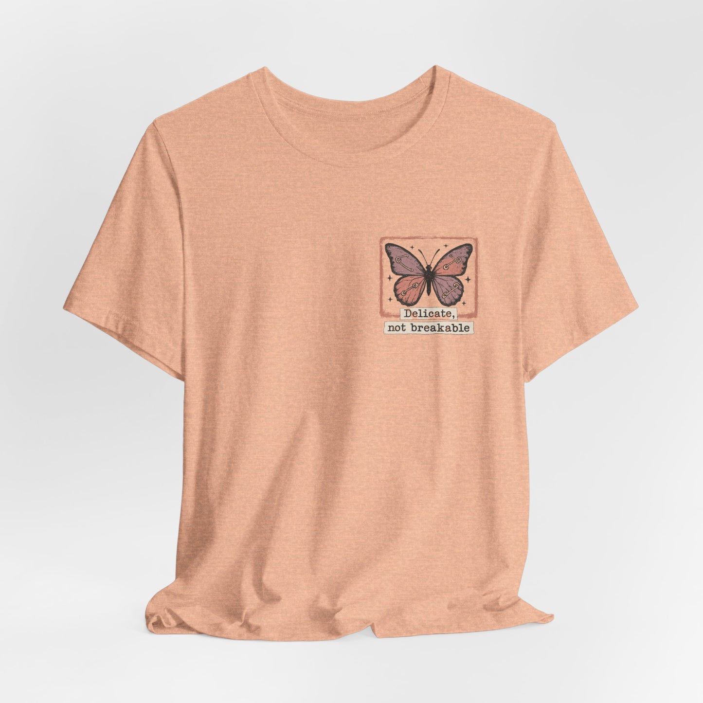 Delicate Not Breakable T-Shirt – Vintage Butterfly Square Print