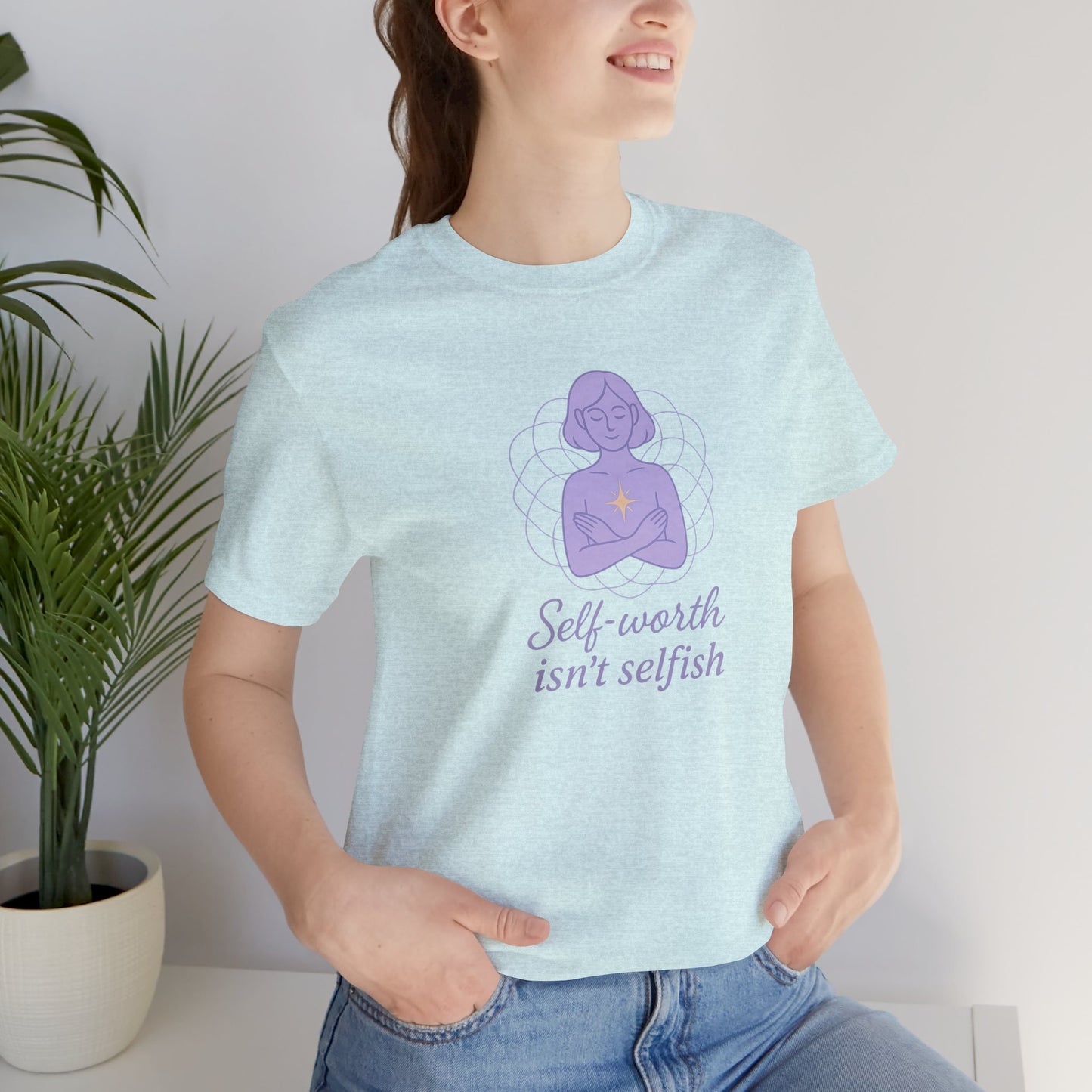 Self-Worth Isn’t Selfish Shirt | Feminist Empowerment Tee | Minimalist Line Art Graphic T-Shirt