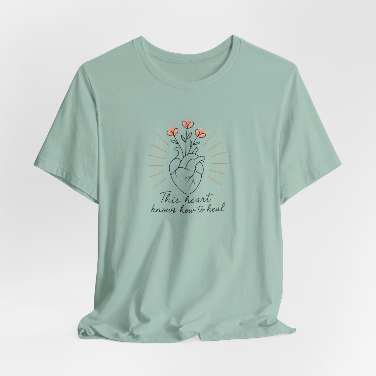 Healing Heart – Self-Growth Affirmation Tee with Floral Heart Design