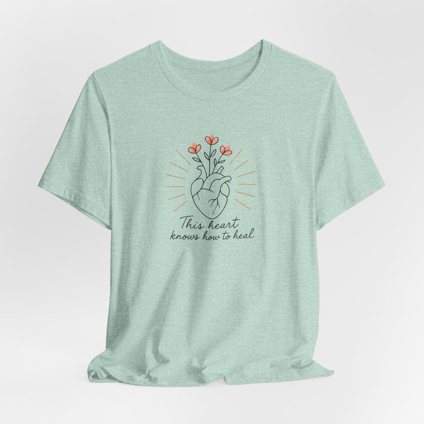 Healing Heart – Self-Growth Affirmation Tee with Floral Heart Design