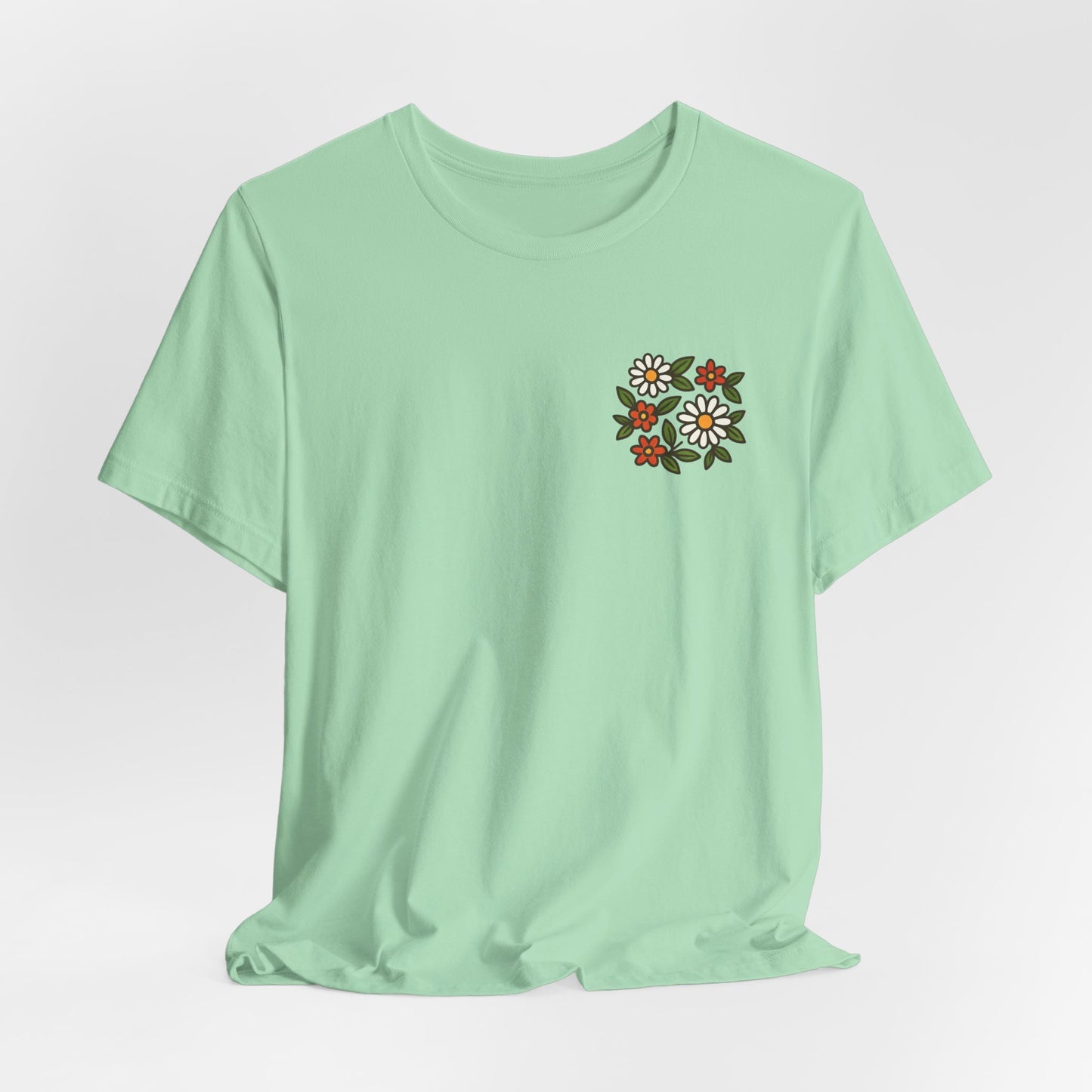“I Bite Back Sweetly” Floral Snake Shirt – Front & Back Baby Blue Tee with Vintage Garden Print