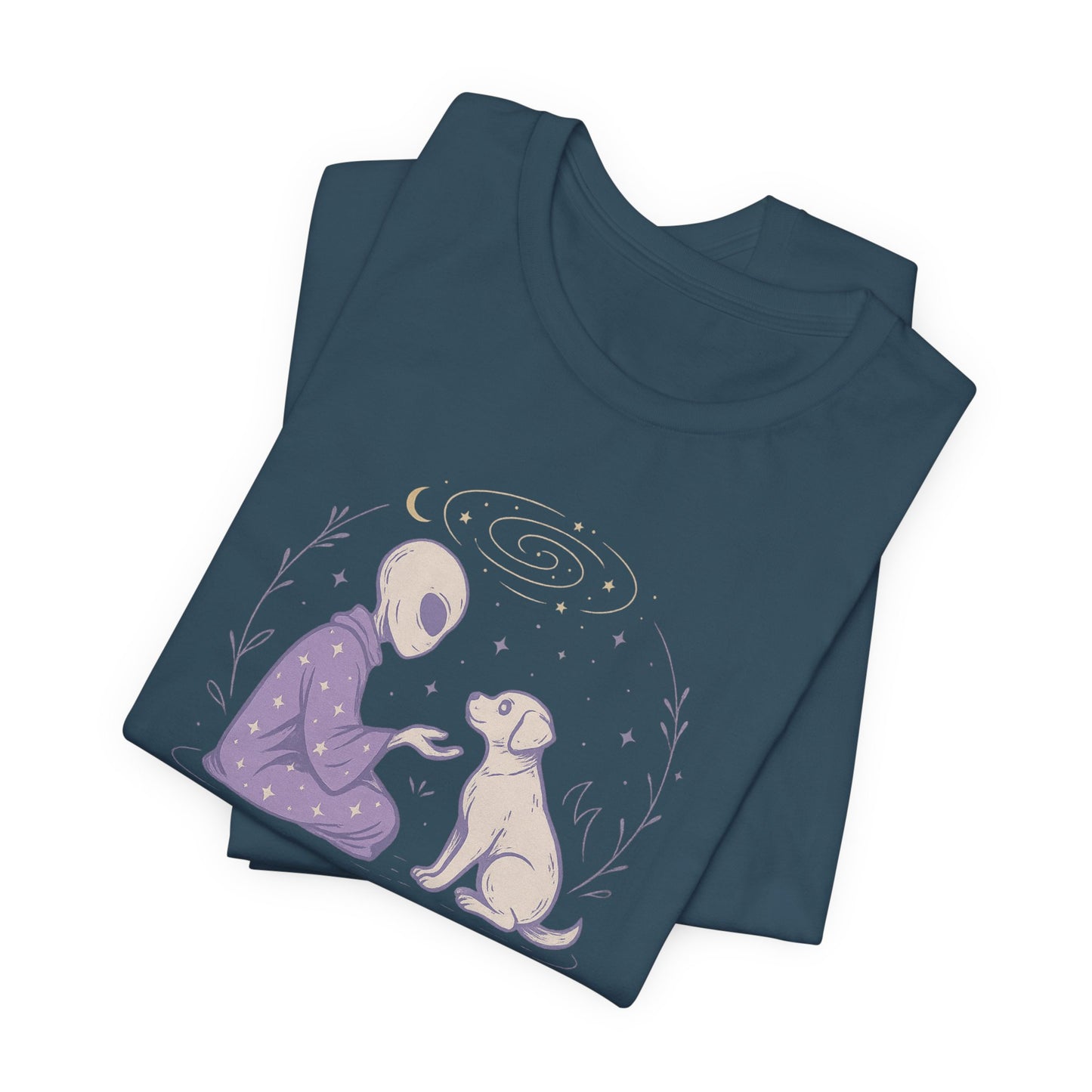 Alien & Dog Cosmic T-Shirt – The Stars Know Our Worth | Celestial Empathy Tee