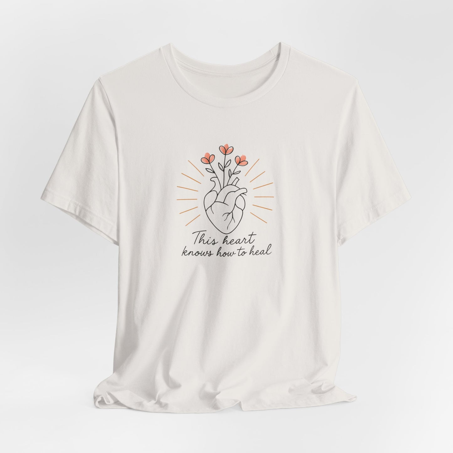 Healing Heart – Self-Growth Affirmation Tee with Floral Heart Design