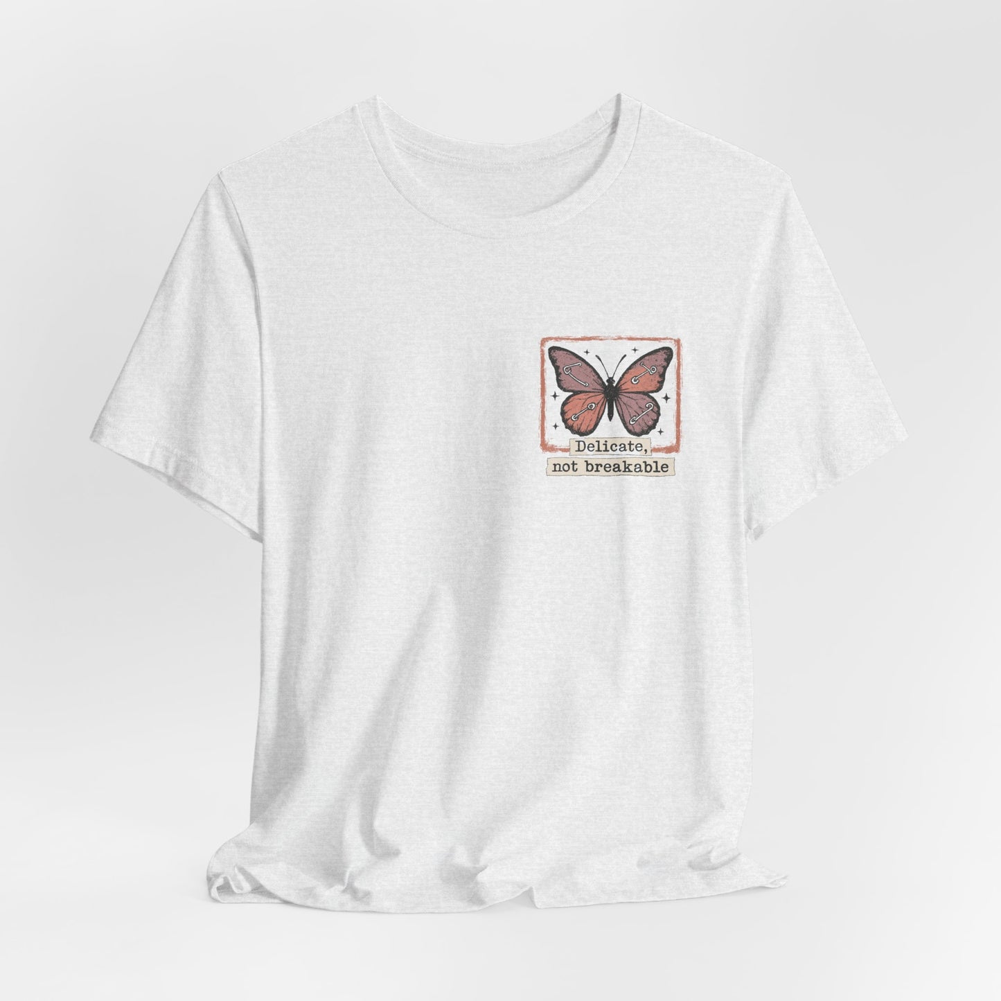 Delicate Not Breakable T-Shirt – Vintage Butterfly Square Print