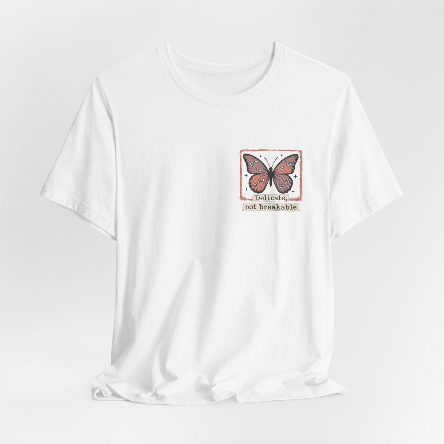 Delicate Not Breakable T-Shirt – Vintage Butterfly Square Print