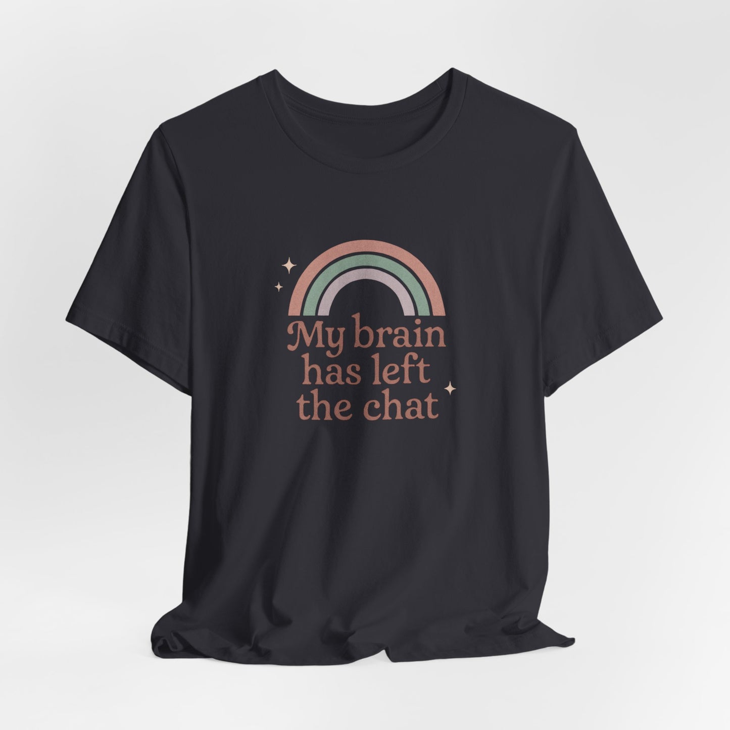 Pastel Retro “My Brain Has Left the Chat” T-Shirt – Funny Mental Health Shirt for Burnout & Brain Fog