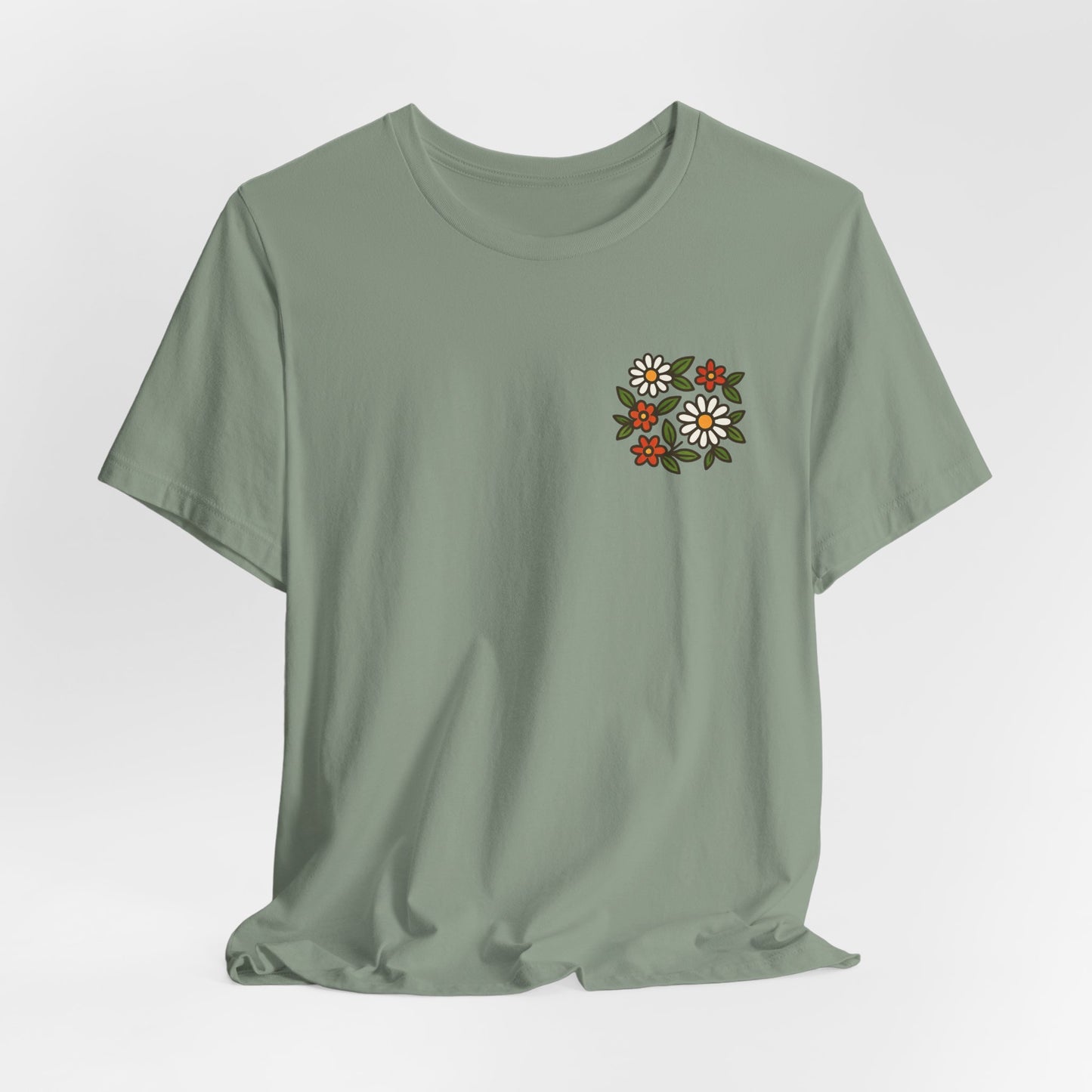 “I Bite Back Sweetly” Floral Snake Shirt – Front & Back Baby Blue Tee with Vintage Garden Print