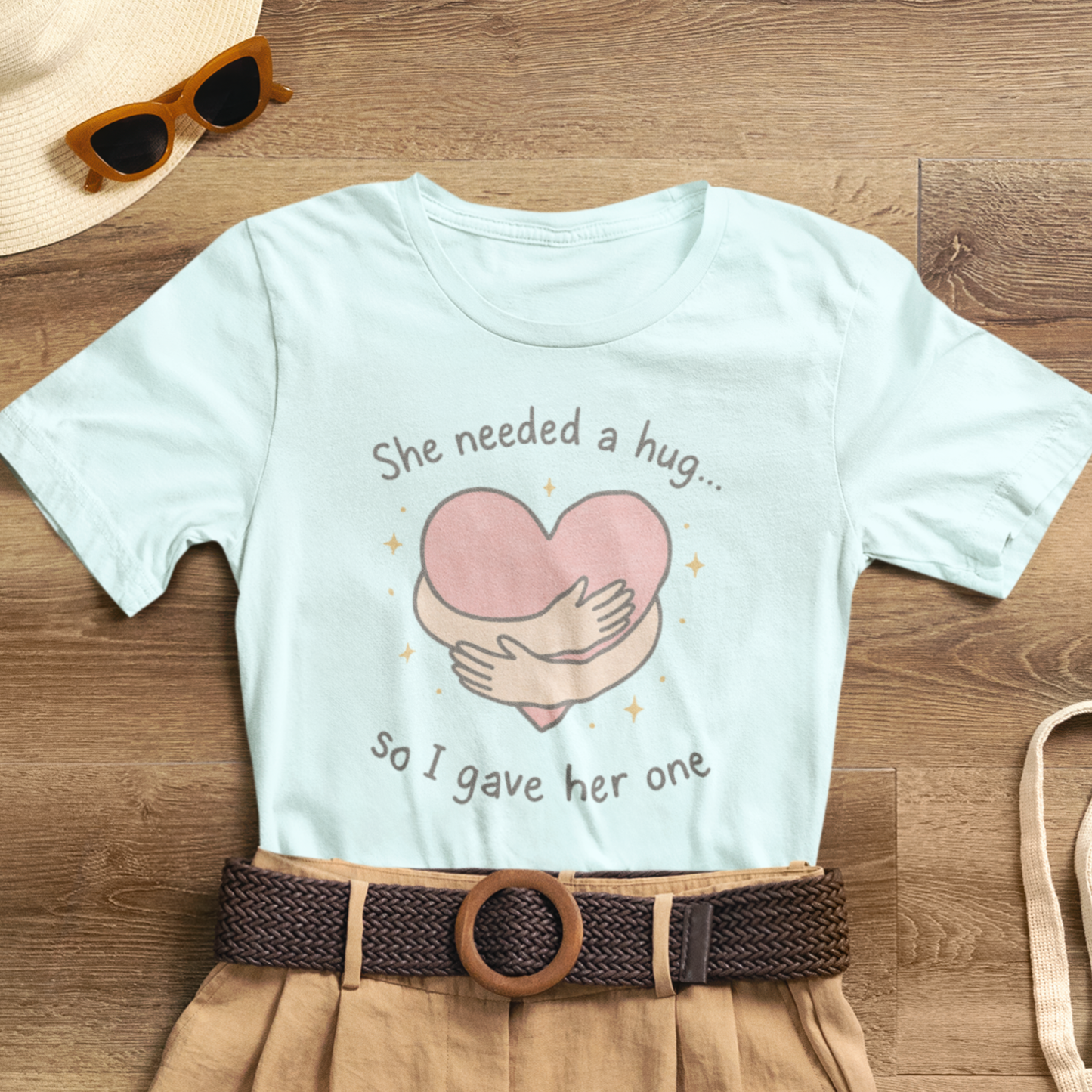 Cute Soft Pink Hug T-Shirt – Empathy, Comfort & Healing Graphic Tee
