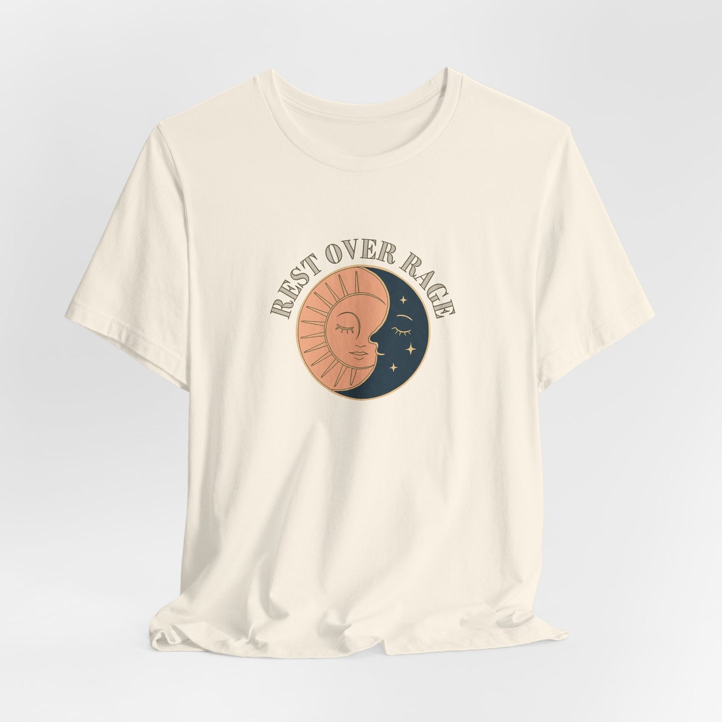 Rest Over Rage Shirt – Sun and Moon Graphic Tee, Self-Care Mindfulness T-Shirt