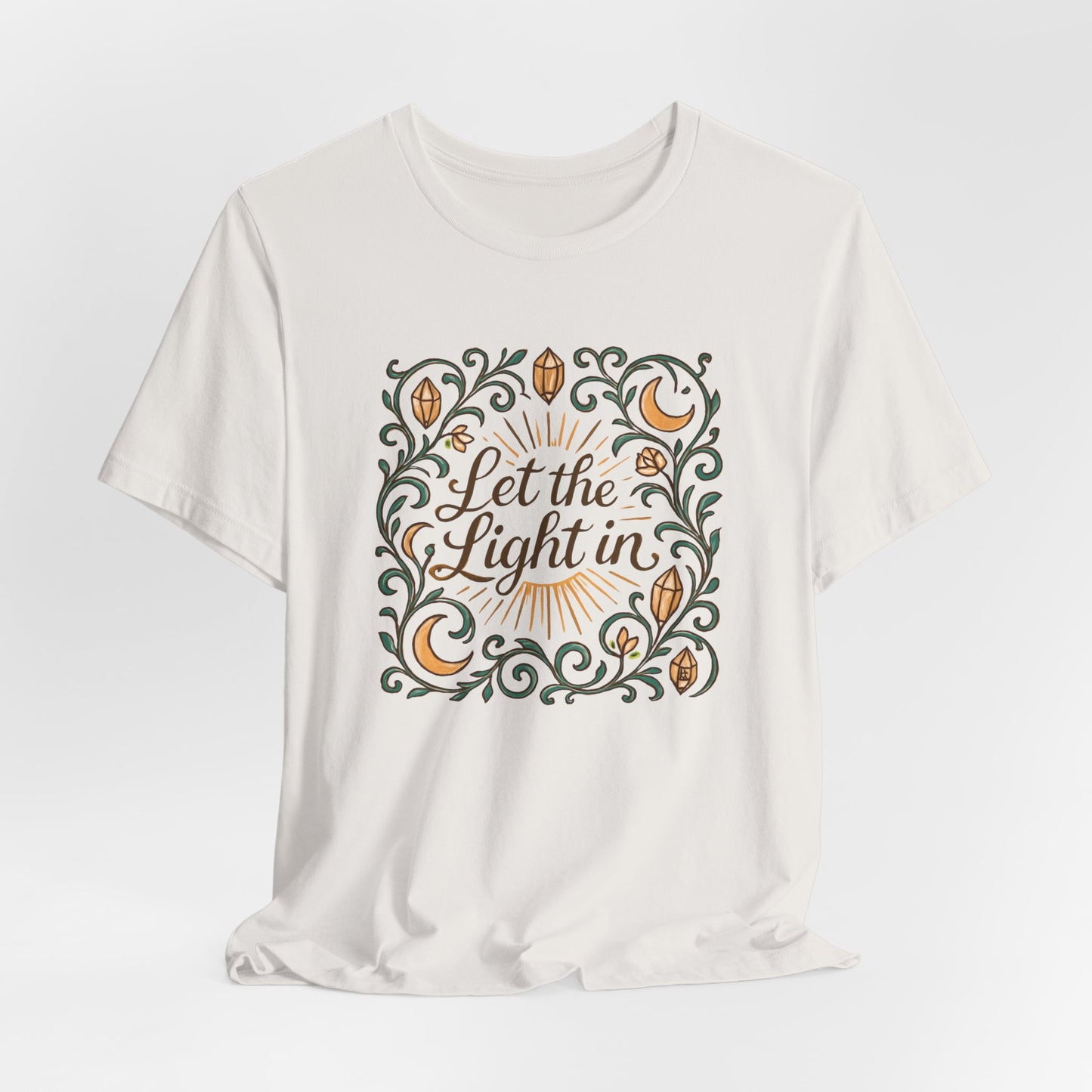 Let the Light In – Mindful Floral Quote T-Shirt