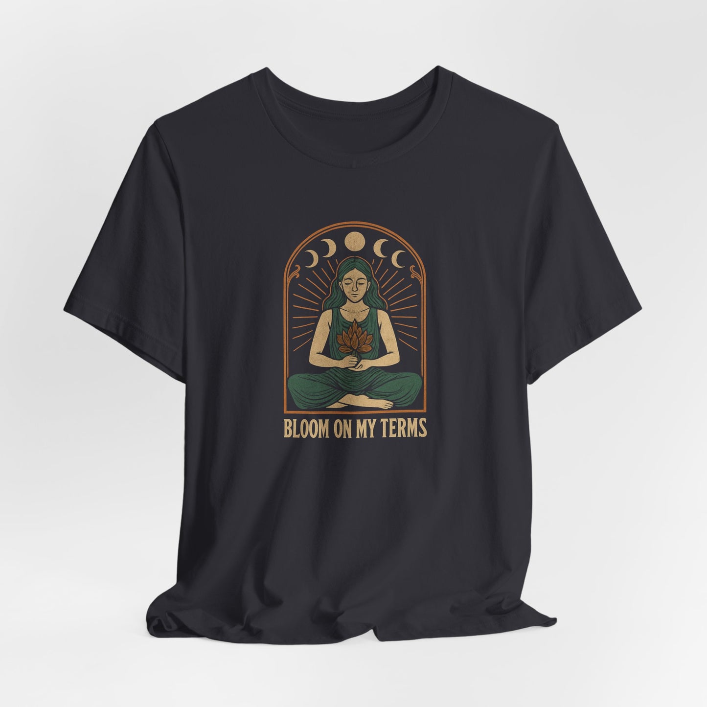 Bloom on My Terms T-Shirt – Moon Phase Flower Graphic Tee