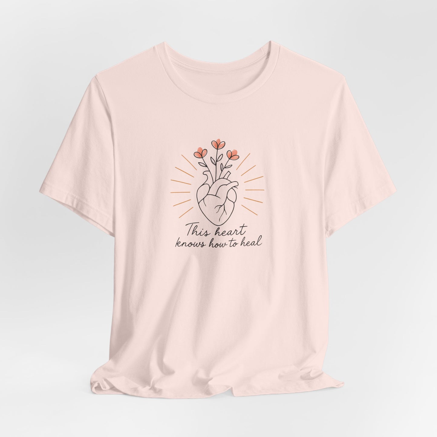 Healing Heart – Self-Growth Affirmation Tee with Floral Heart Design