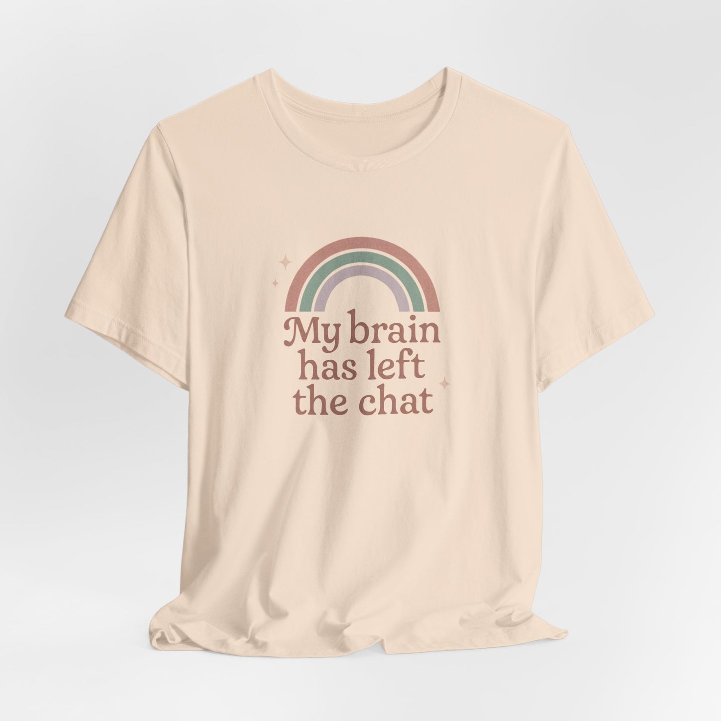 Pastel Retro “My Brain Has Left the Chat” T-Shirt – Funny Mental Health Shirt for Burnout & Brain Fog
