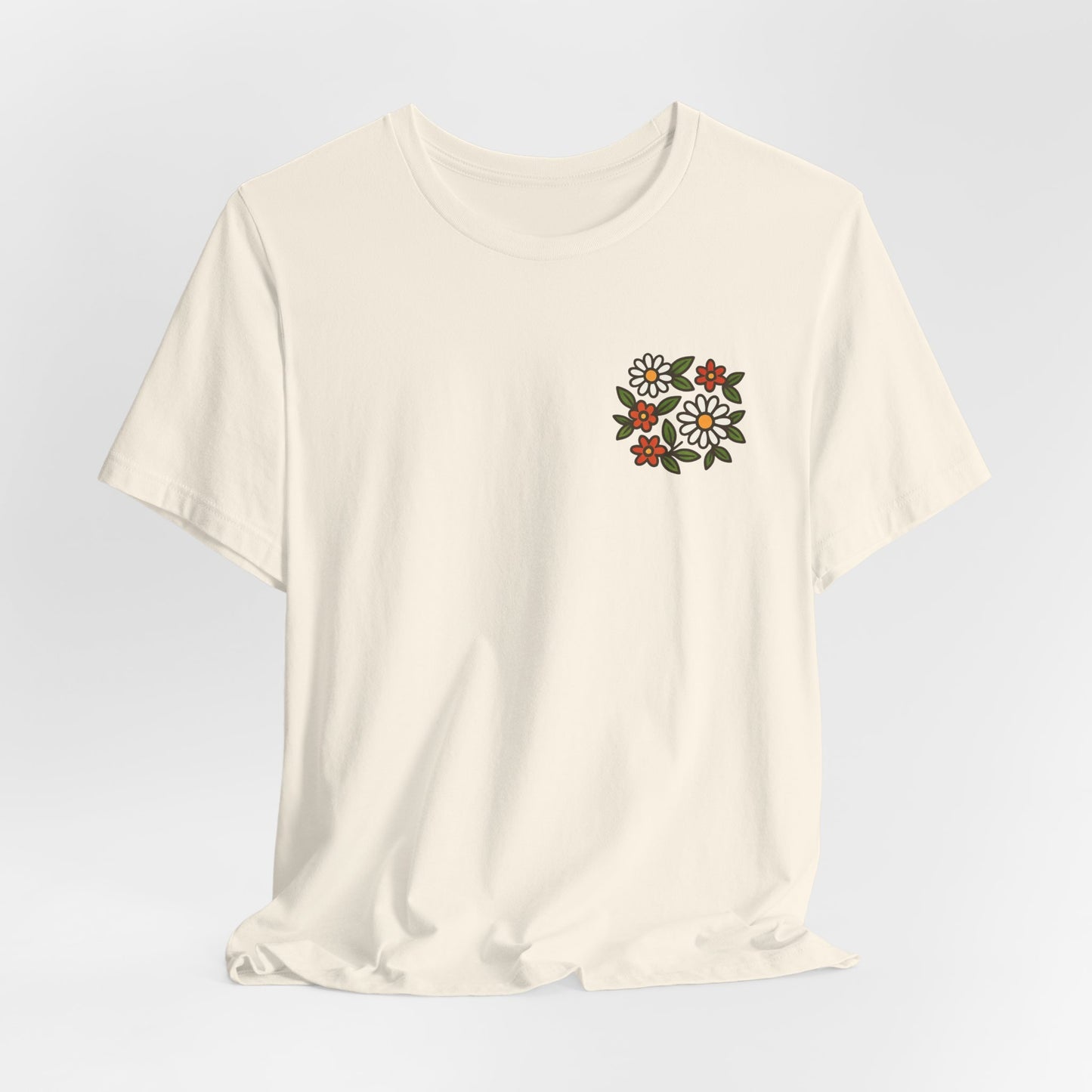 “I Bite Back Sweetly” Floral Snake Shirt – Front & Back Baby Blue Tee with Vintage Garden Print