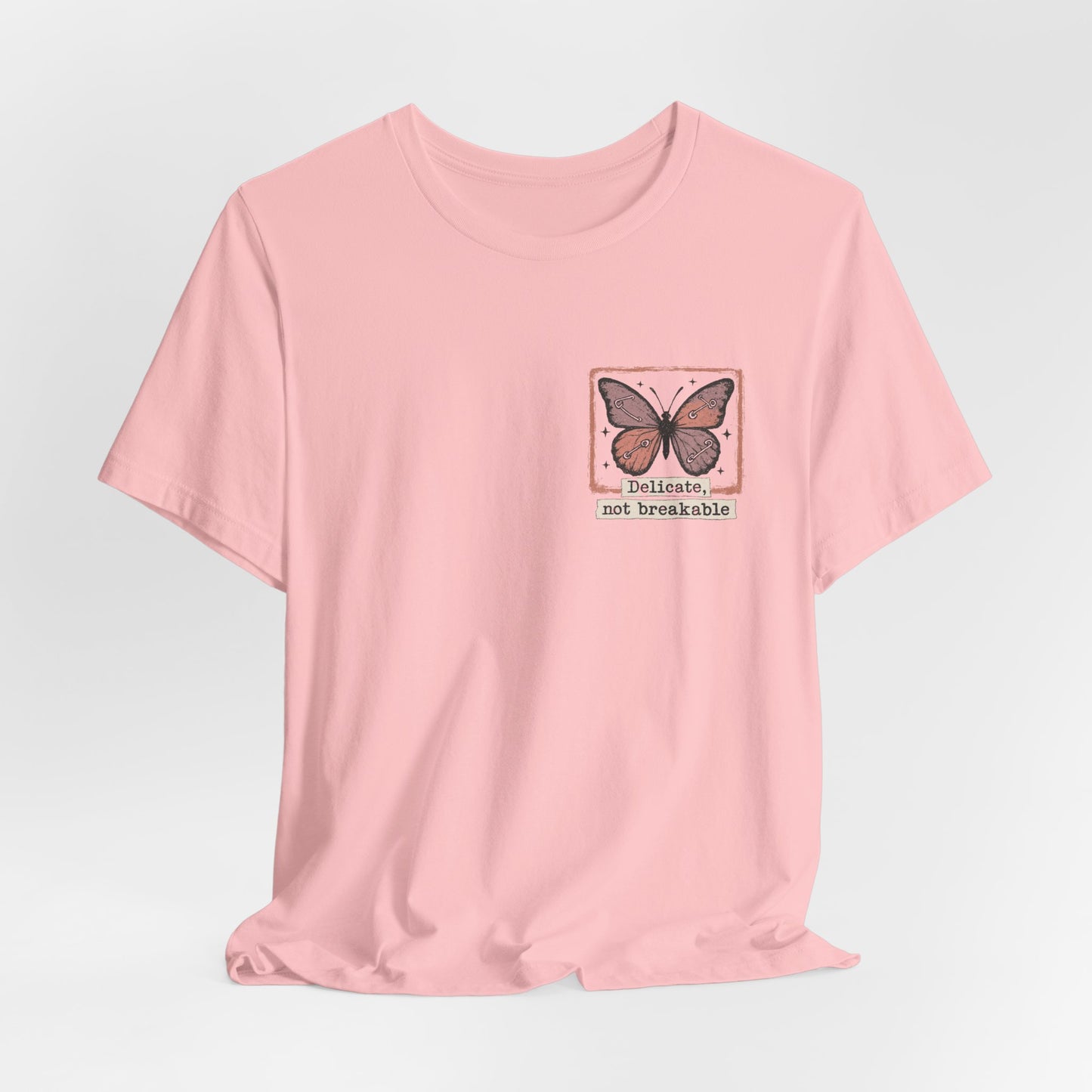 Delicate Not Breakable T-Shirt – Vintage Butterfly Square Print