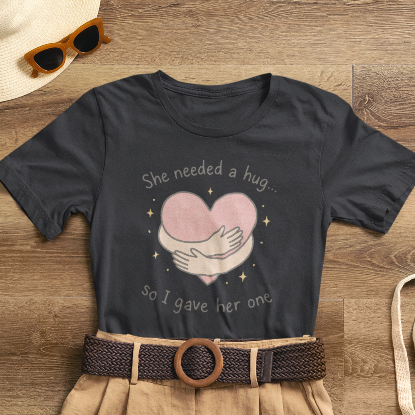 Cute Soft Pink Hug T-Shirt – Empathy, Comfort & Healing Graphic Tee