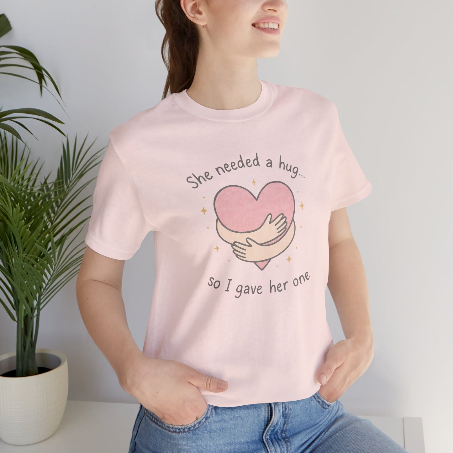 Cute Soft Pink Hug T-Shirt – Empathy, Comfort & Healing Graphic Tee