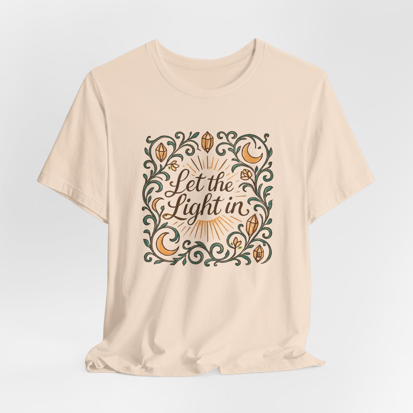 Let the Light In – Mindful Floral Quote T-Shirt