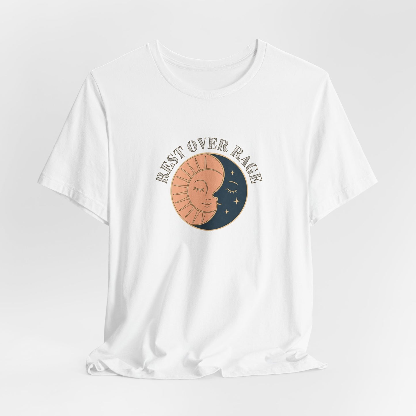 Rest Over Rage Shirt – Sun and Moon Graphic Tee, Self-Care Mindfulness T-Shirt