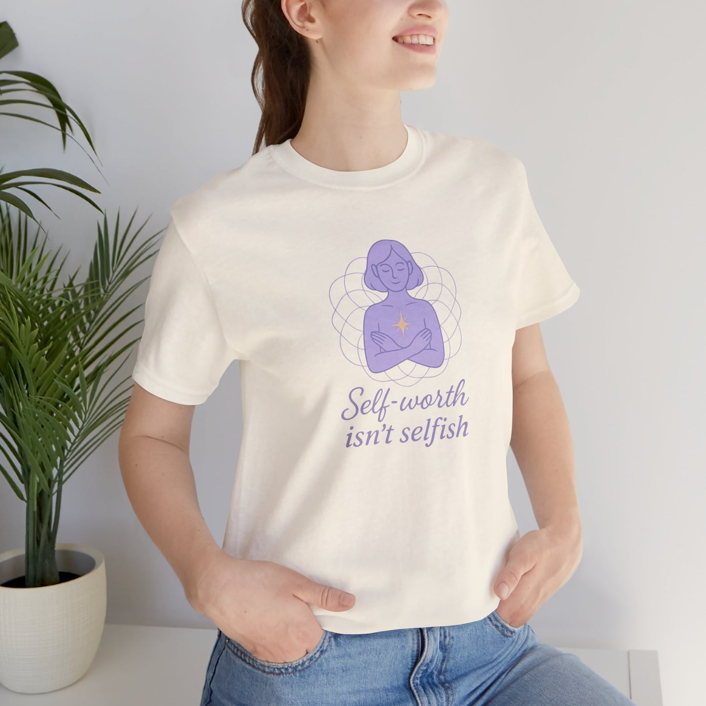 Self-Worth Isn’t Selfish Shirt | Feminist Empowerment Tee | Minimalist Line Art Graphic T-Shirt