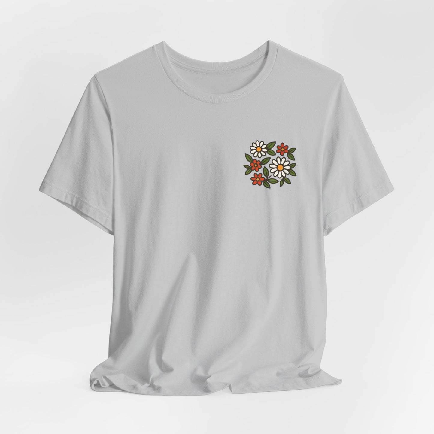 “I Bite Back Sweetly” Floral Snake Shirt – Front & Back Baby Blue Tee with Vintage Garden Print