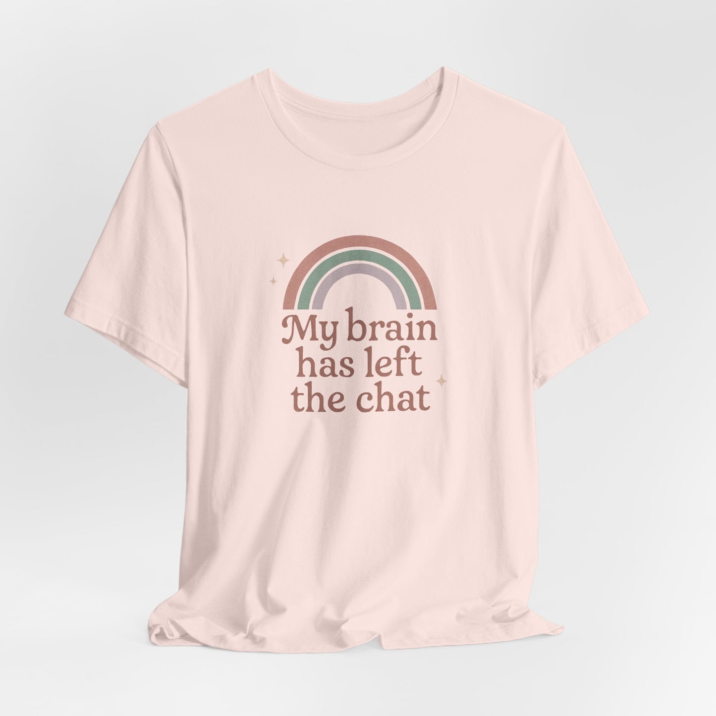 Pastel Retro “My Brain Has Left the Chat” T-Shirt – Funny Mental Health Shirt for Burnout & Brain Fog