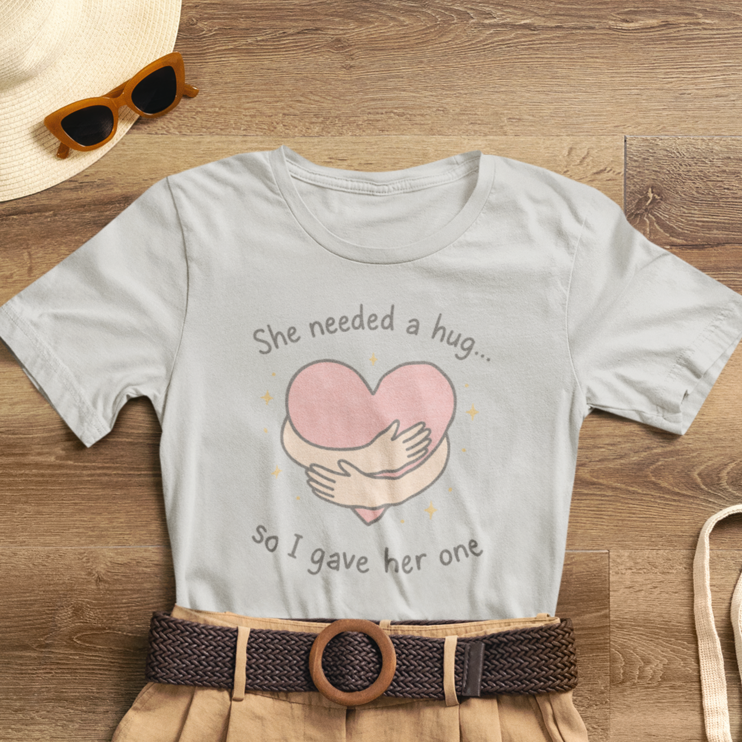 Cute Soft Pink Hug T-Shirt – Empathy, Comfort & Healing Graphic Tee