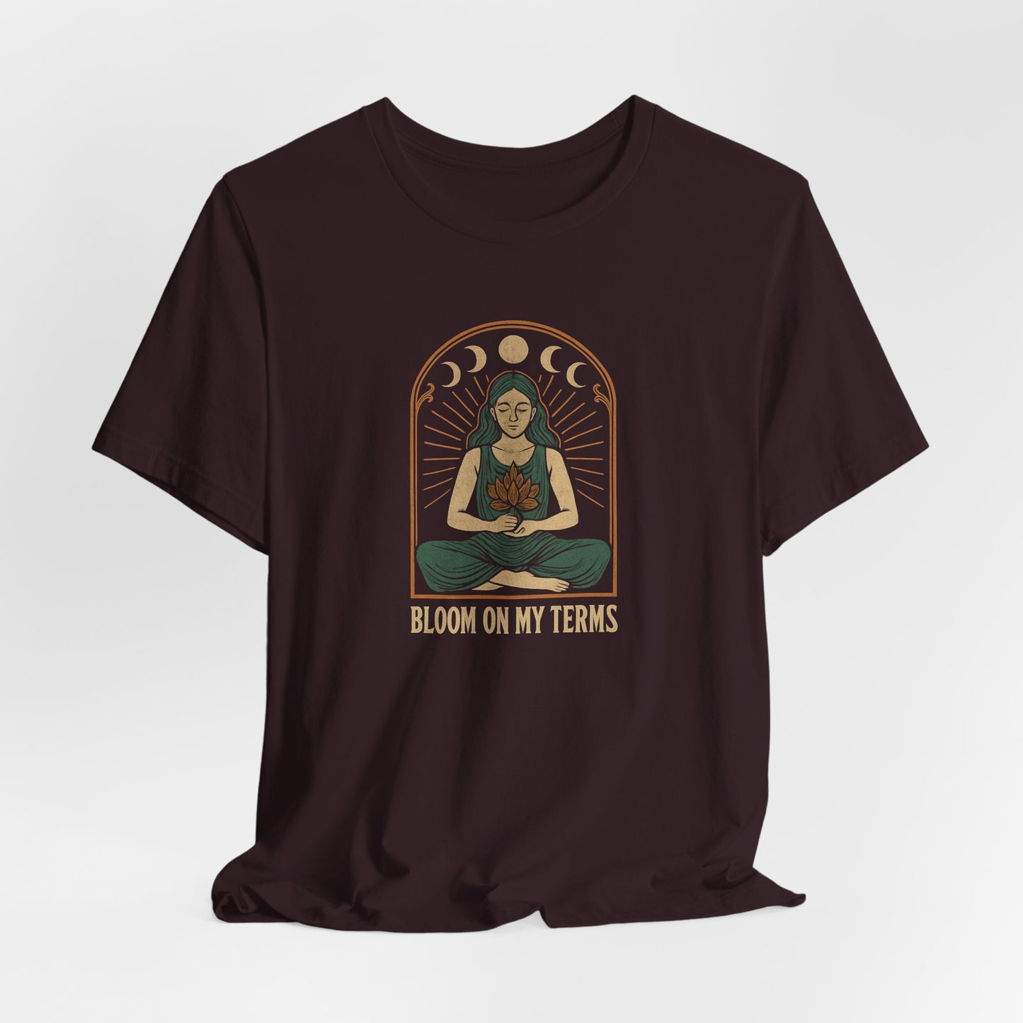 Bloom on My Terms T-Shirt – Moon Phase Flower Graphic Tee