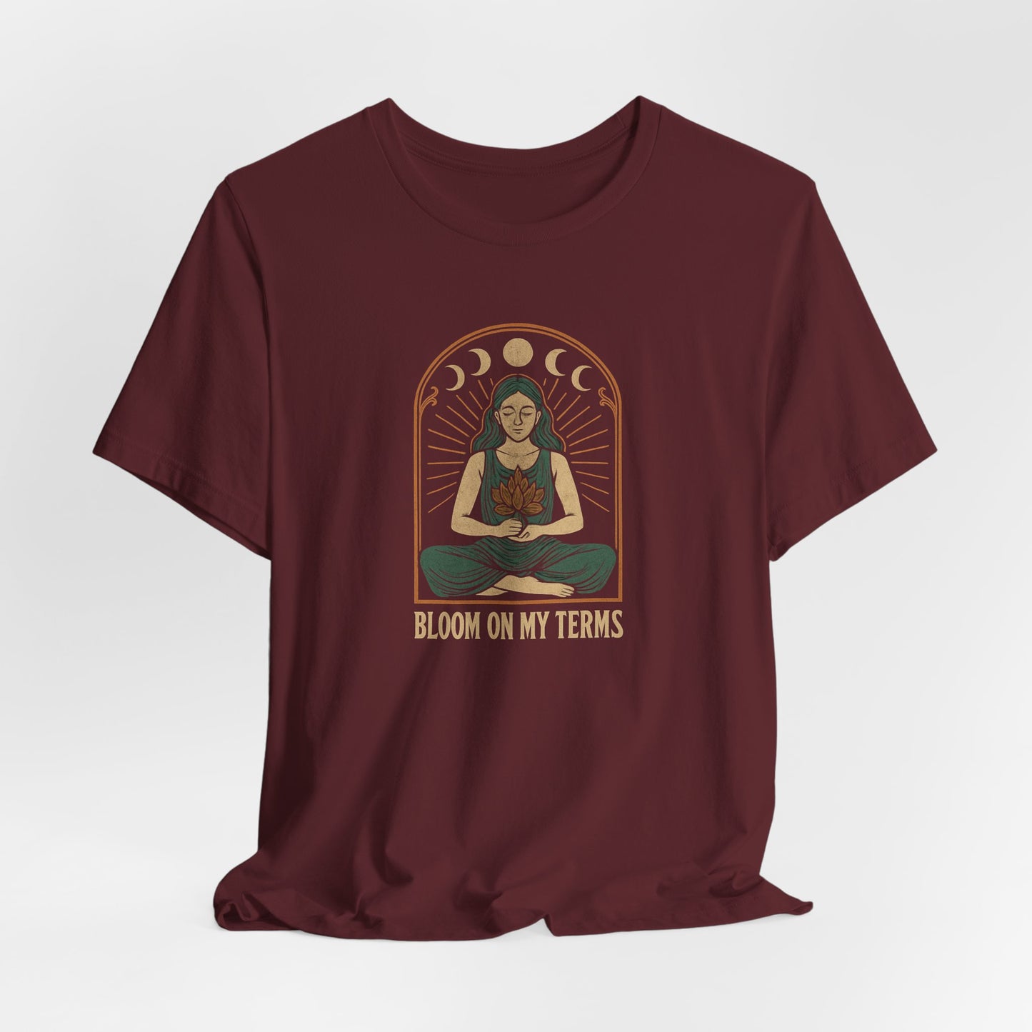 Bloom on My Terms T-Shirt – Moon Phase Flower Graphic Tee