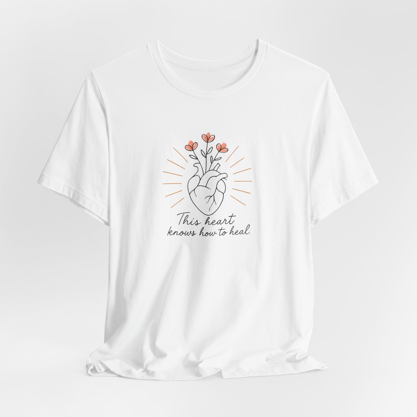 Healing Heart – Self-Growth Affirmation Tee with Floral Heart Design