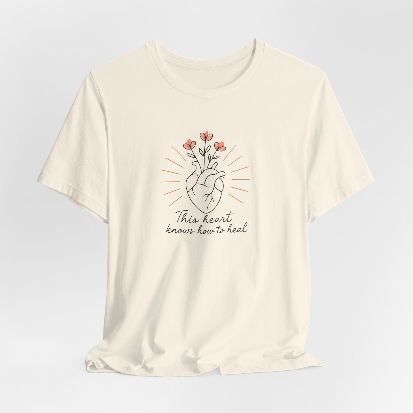 Healing Heart – Self-Growth Affirmation Tee with Floral Heart Design