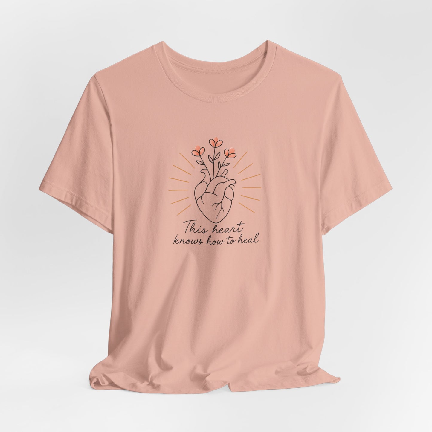 Healing Heart – Self-Growth Affirmation Tee with Floral Heart Design