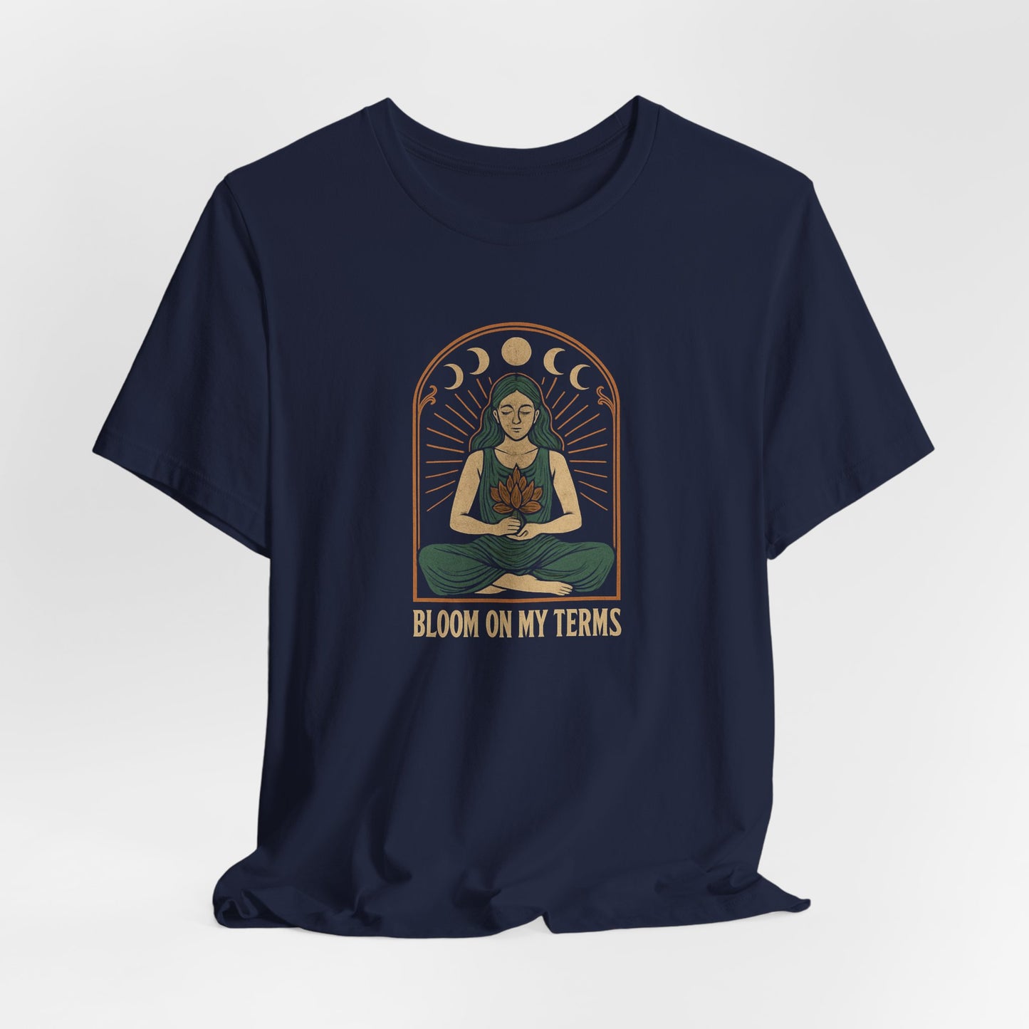 Bloom on My Terms T-Shirt – Moon Phase Flower Graphic Tee