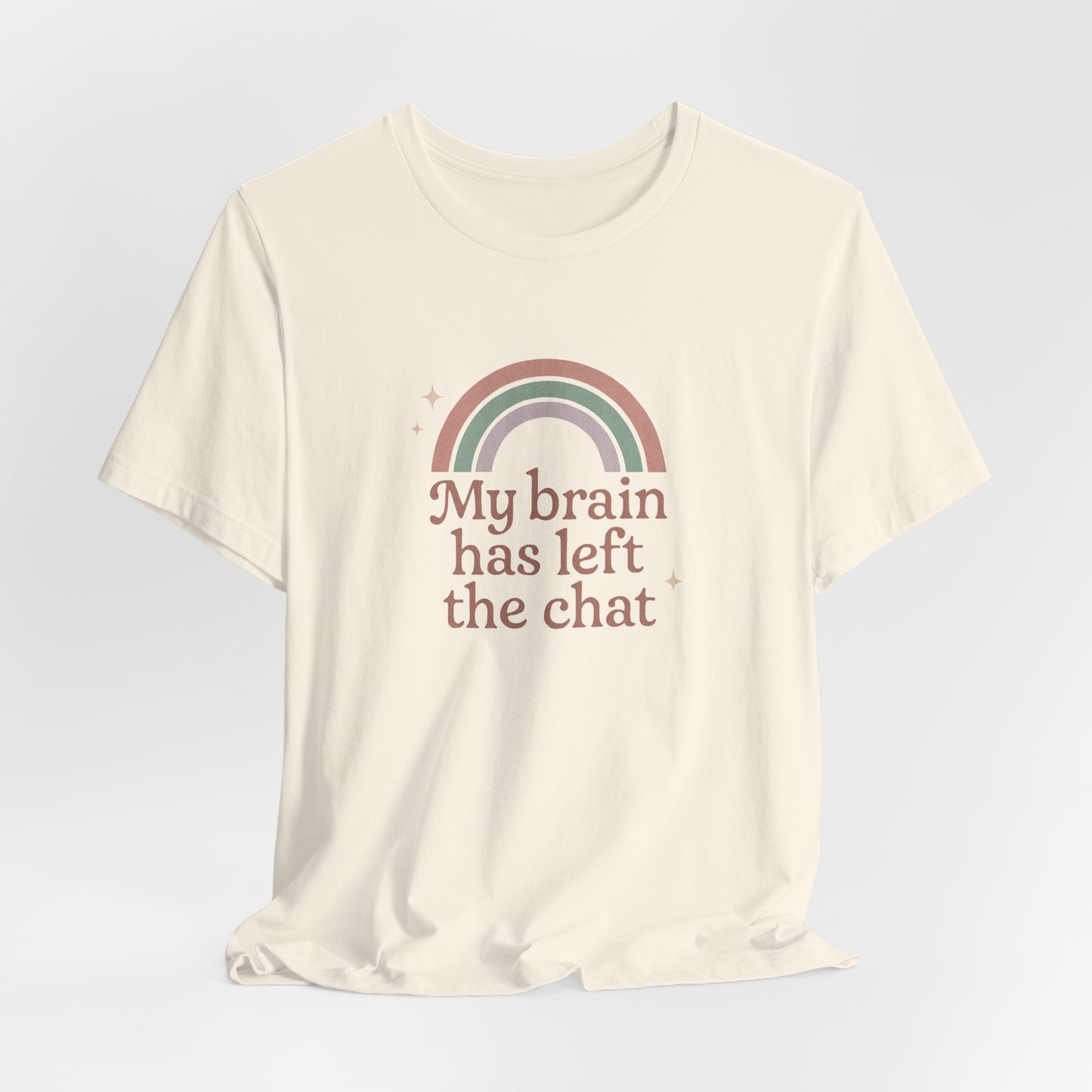 Pastel Retro “My Brain Has Left the Chat” T-Shirt – Funny Mental Health Shirt for Burnout & Brain Fog