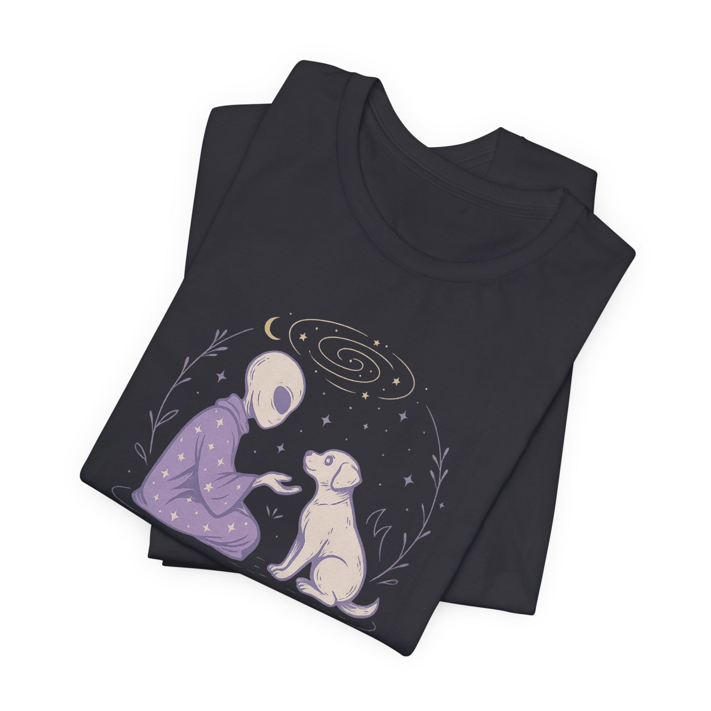 Alien & Dog Cosmic T-Shirt – The Stars Know Our Worth | Celestial Empathy Tee