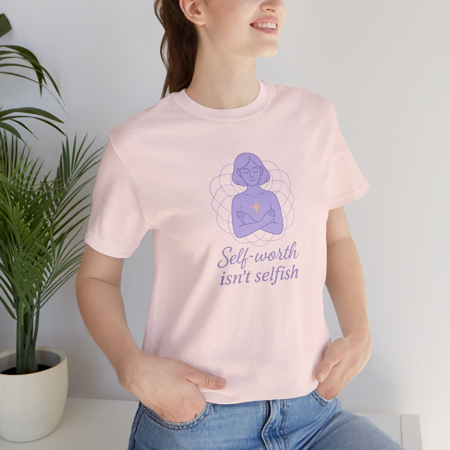 Self-Worth Isn’t Selfish Shirt | Feminist Empowerment Tee | Minimalist Line Art Graphic T-Shirt