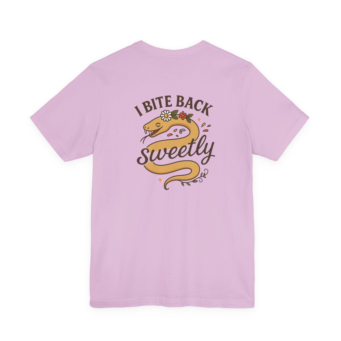 “I Bite Back Sweetly” Floral Snake Shirt – Front & Back Baby Blue Tee with Vintage Garden Print
