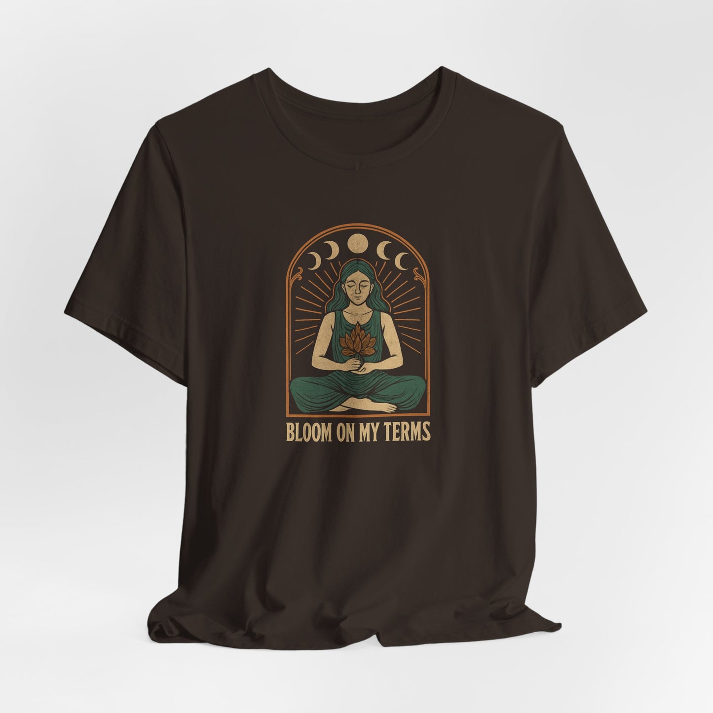 Bloom on My Terms T-Shirt – Moon Phase Flower Graphic Tee