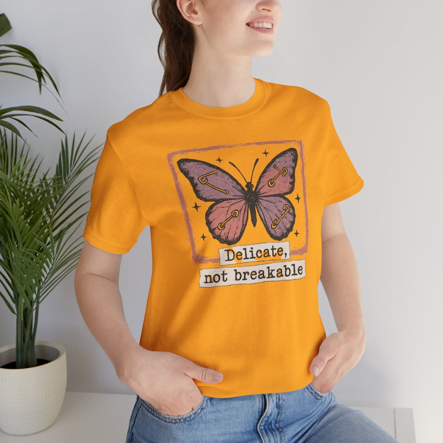 Delicate Not Breakable T-shirt - Butterfly Affirmation Tee - Spirit Stitch