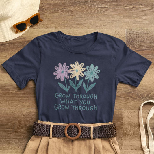 Grow Through What You Grow Through Floral Tee - Spirit Stitch